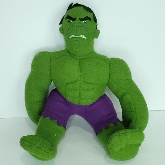 Marvel Kids Hulk Plush Stuffed Animal Large 15" Angry Face Hero Purple Shorts - Picture 1 of 6